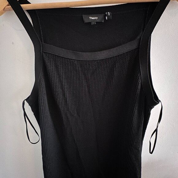 Pointelle Midi Dress in Crepe Knit - Black - Picture 4 of 5